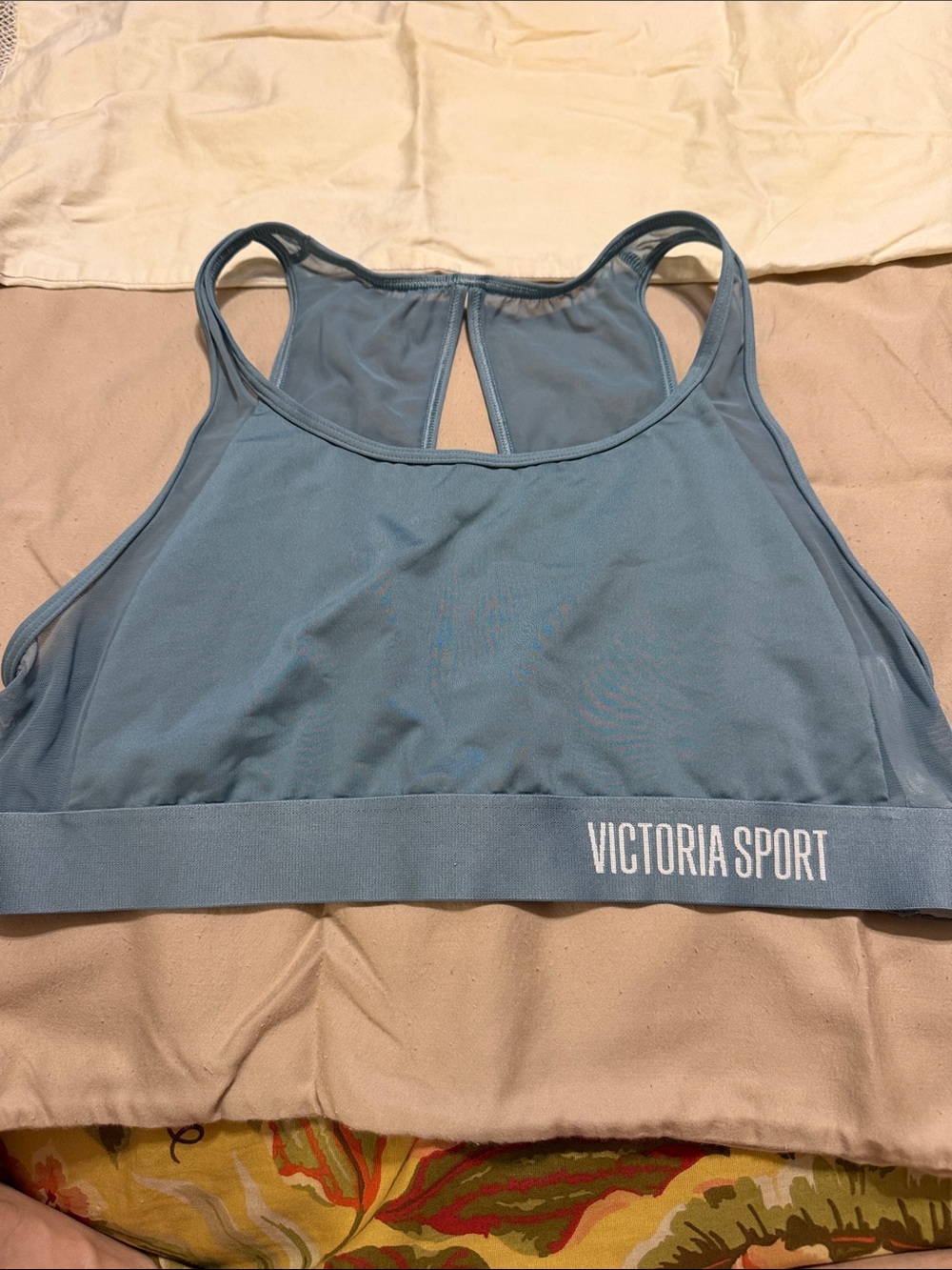 Victoria's Secret Victoria Sport Light Blue High-Neck Mesh Racerback Sports Bra